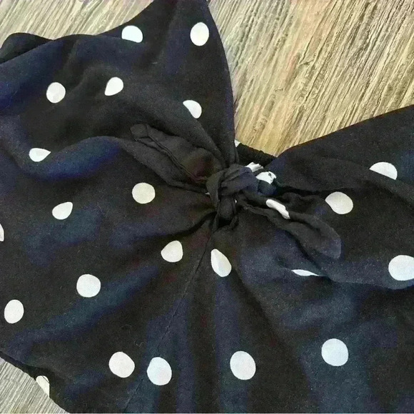 H&M Divided Crop Top Women’s Med. Black White Polka Dot Adjustable Elastic Panel - Picture 6 of 10